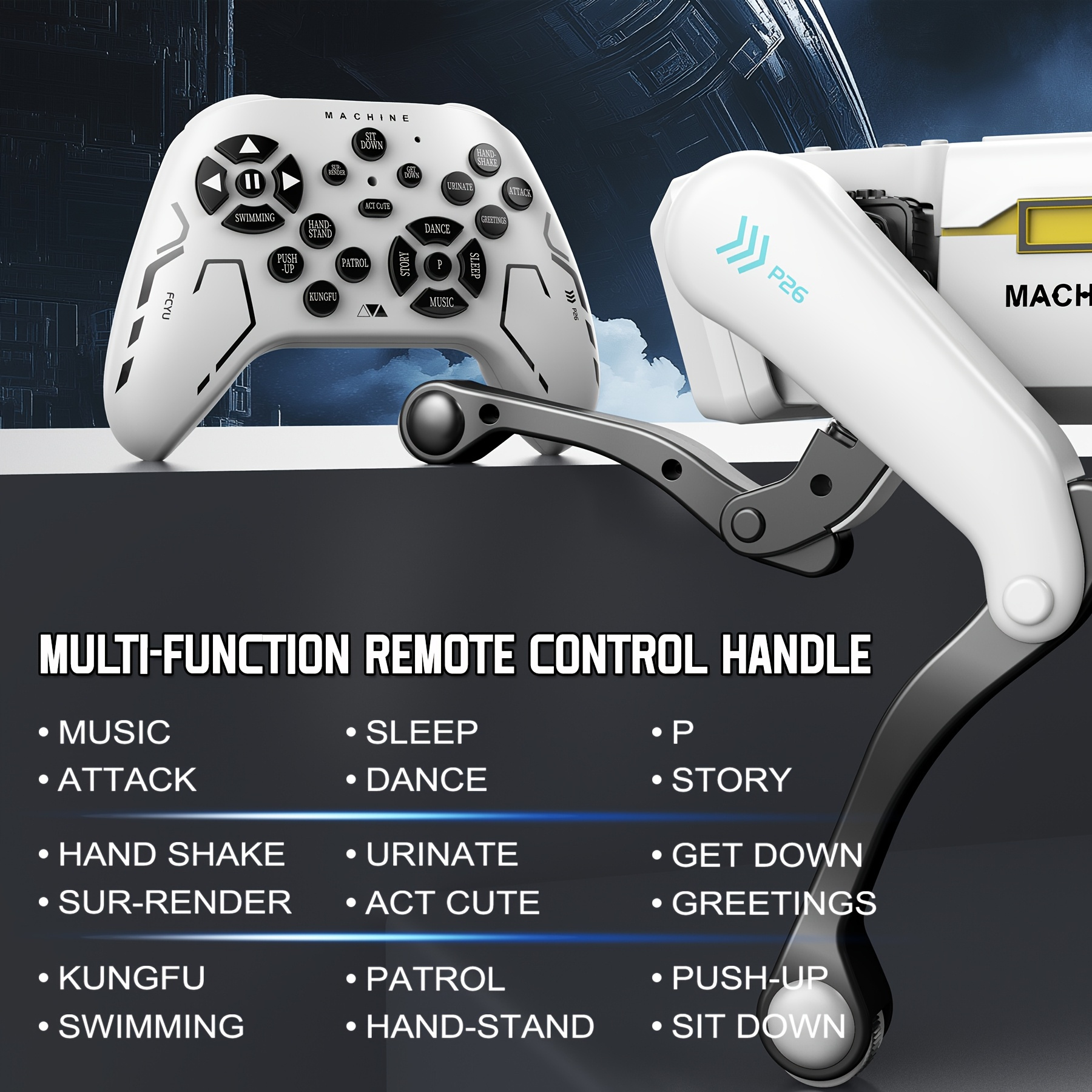 Smart Robotic Dog Toy - Voice/APP Interaction, Dance & Kungfu Modes, Unlimited Programming, Music & Storytelling Functions, USB Rechargeable, White AI-Powered Pet Robot for Youngsters & Adults, Robot Toy