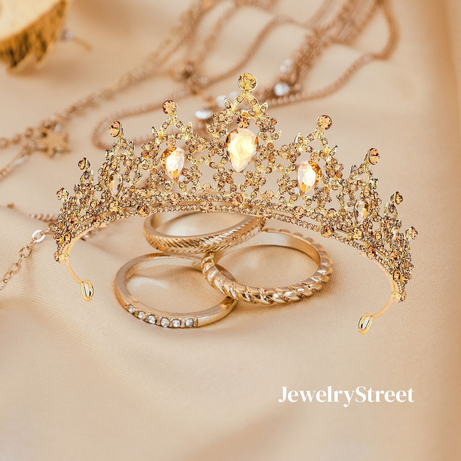 gold crystal wedding tiara women headband - Temu display picture 2