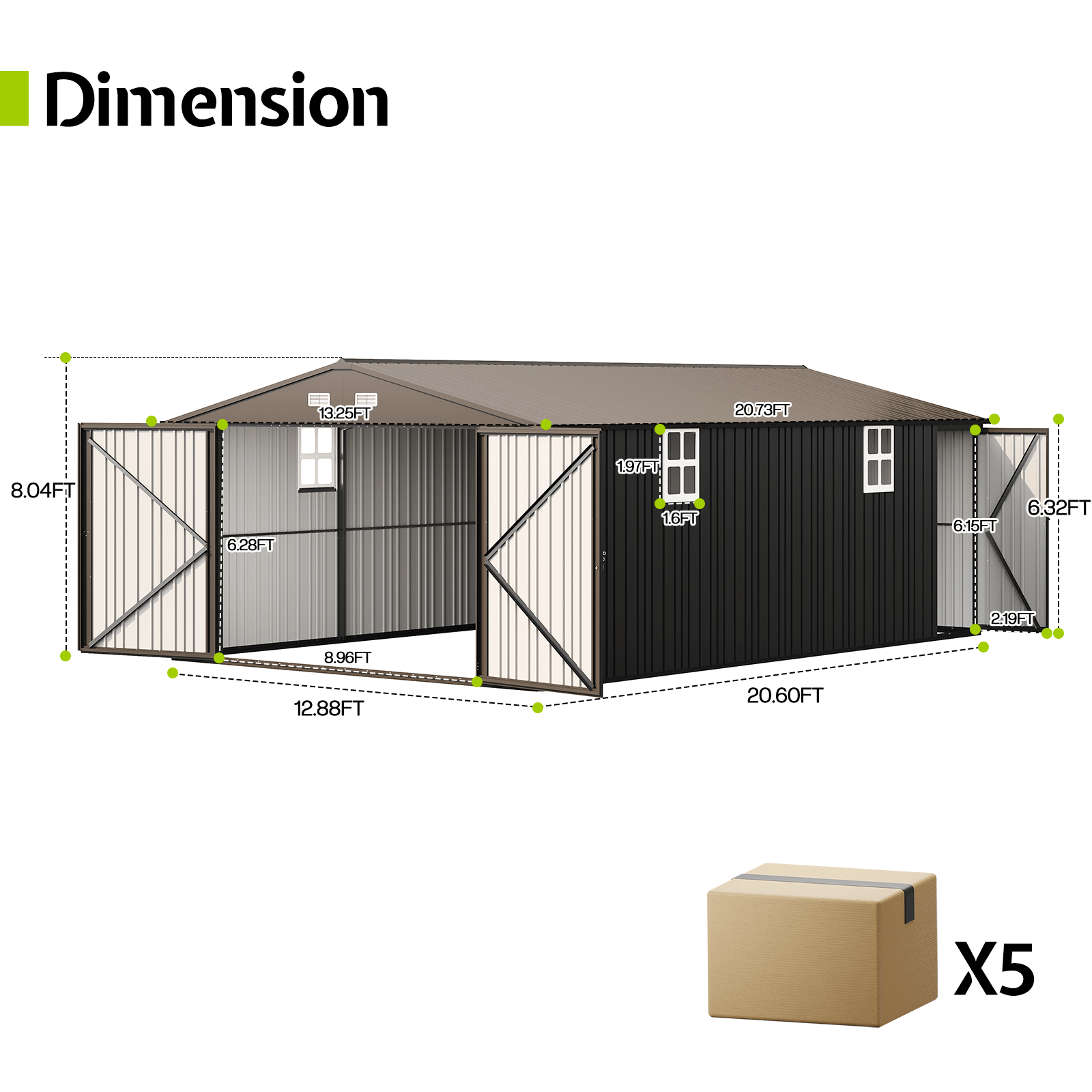 ☆GARAGE type38 outdoor storage shed huge metal garage shed 2 double - Temu