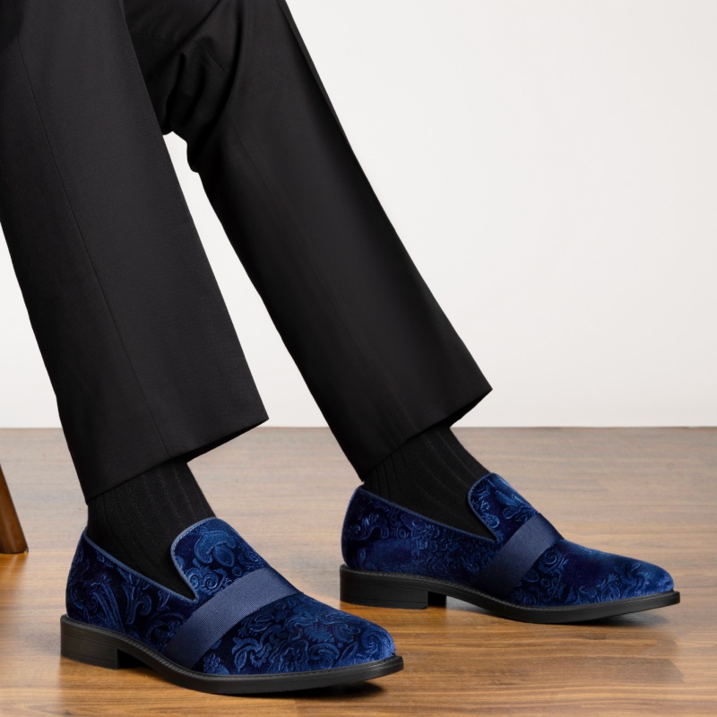 dark blue dress h&m Men's Solid Velvet Canary Fashion Shoes S91 – Suits & More