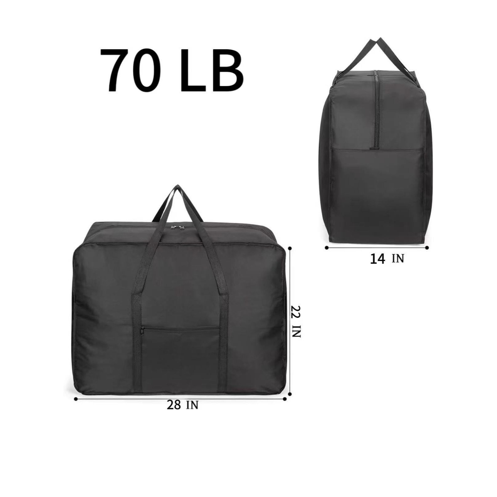 TEMU 70lb 28in Large Canvas Duffel Bag Heavy Duty, Moving, Storage, Travel (black)