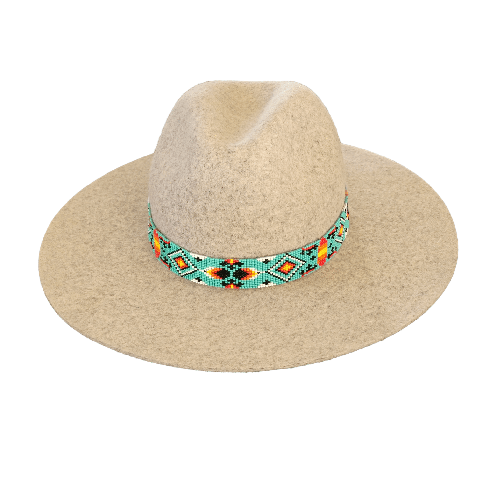 White Brown Western Straw Cowboy Hat Turquoise Beaded Band Beaded Turquoise Cowboy Hat Band, Native American Beaded  main image 2