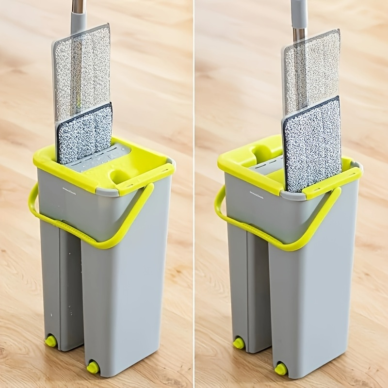 Easywring Mop And Bucket Set With Self-cleaning System, 360&deg; Spinning, Includes 2 Washable Microfiber Pads - Ideal For Kitchen, Bathroom, Living Room Floors - Versatile Wet And Dry Use