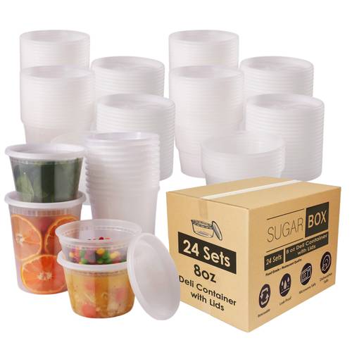 24 120pc containers with lids 8 16 32oz leakproof food storage solution for takeout soups and slime