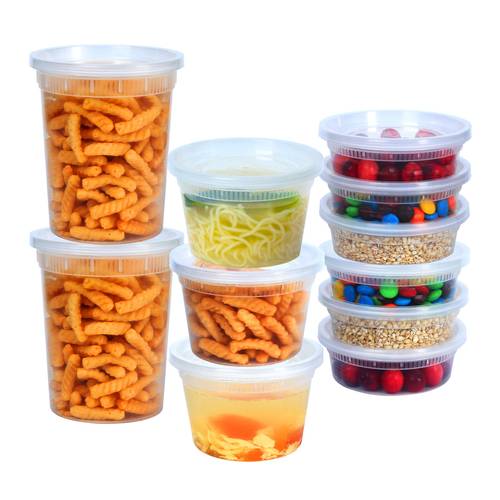 24 120pc containers with lids 8 16 32oz leakproof food storage solution for takeout soups and slime