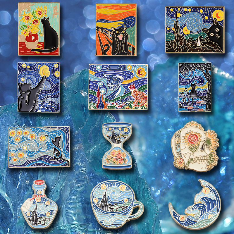 TEMU 12 Pcs Cat Oil Painting Brooches, Brooches, Men's And Women's Universal Metal Pins, Clothing Backpack Accessories, Small Gifts