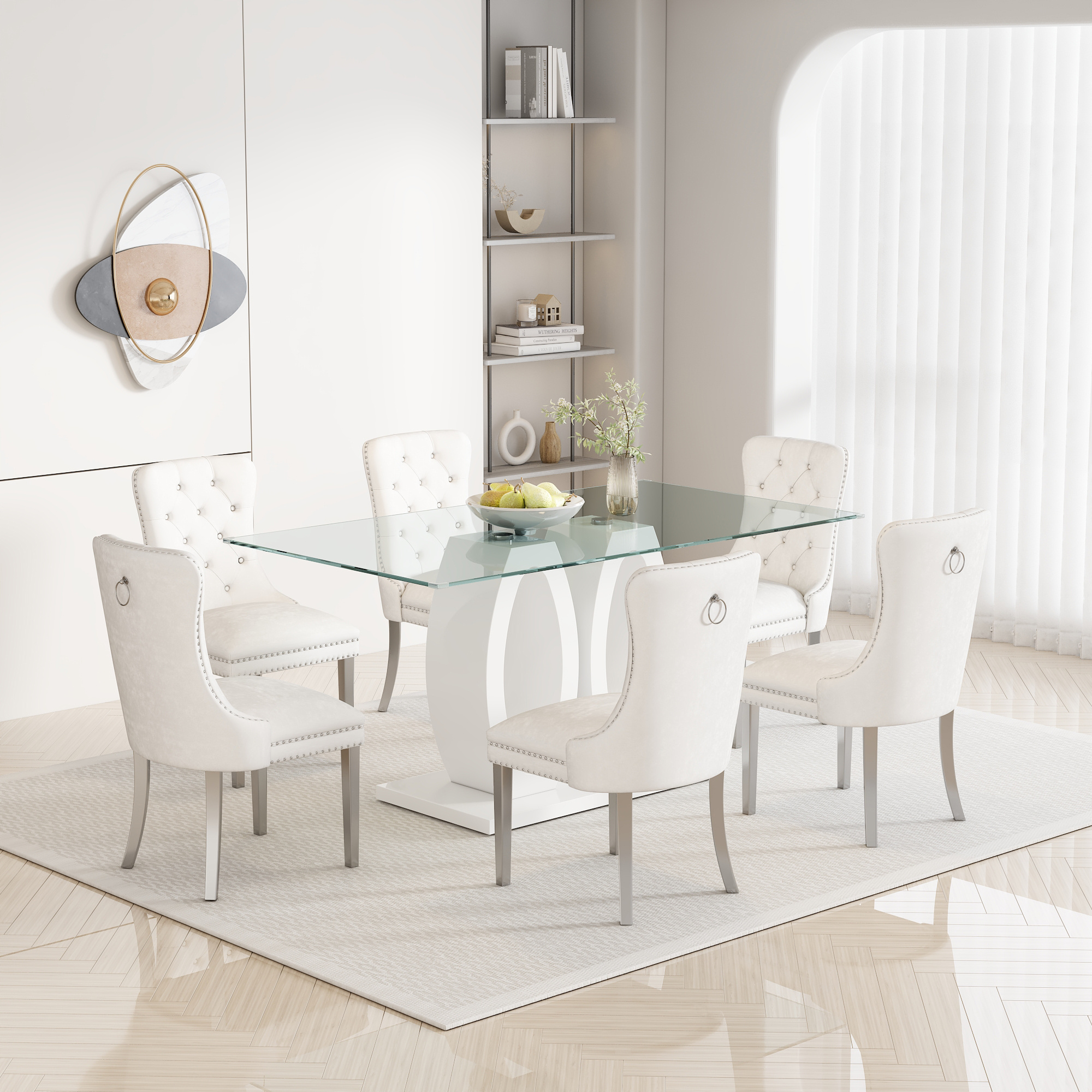 63 tempered glass dining table people rectangular Temu