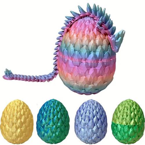 1pc set of 3d printed chinese dragon and egg with articulated joints desktop ornament statue colorful collection decoration home car office decor suitable for christmas easter thanksgiving birthday gifts