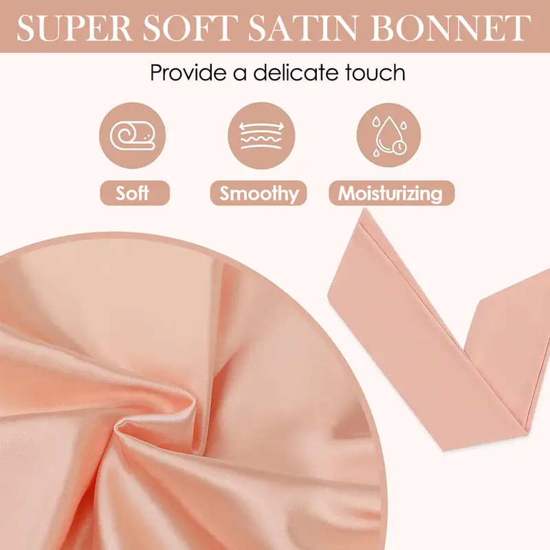 2pcs double layer satin bonnet silk bonnet for sleeping adjustable hair bonnet cap for women hair with tie band 2025 new details 4