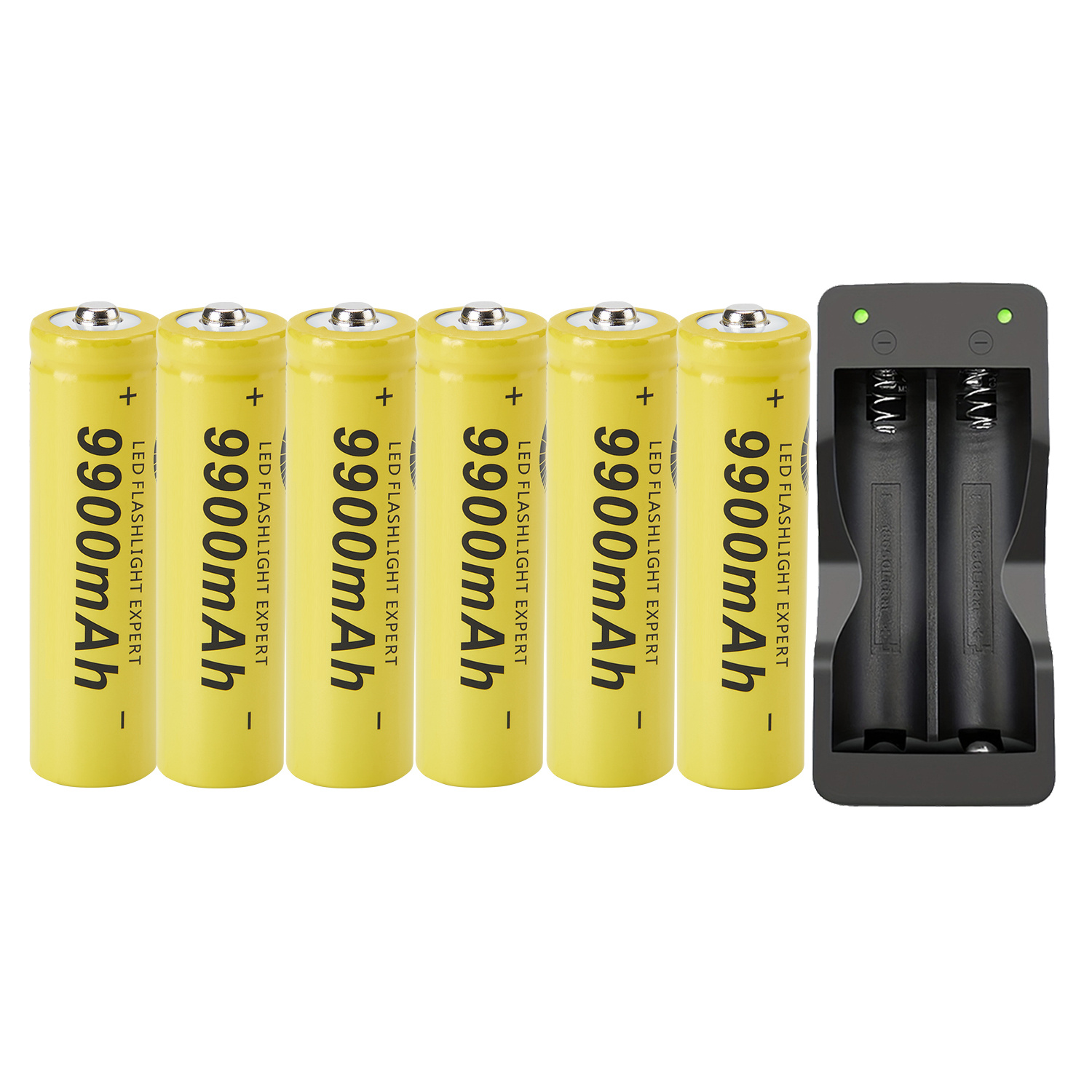 6 piezas baterías recargables 3.7v 18650 9900mah (para ensamblar baterías de   de litio para linternas, linternas,   de juguete,  .) y cargador de batería inteligente universal usb (para baterías recargables 18650 26650 14500 16340 18500 10440 18350 17670) detalles 0