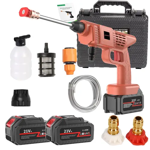 outdoor cordless high pressure car wash tool stainless gun connect nozzle and foam jug up to 3000 psi multiple color options for car bike fence garden floor cleaning