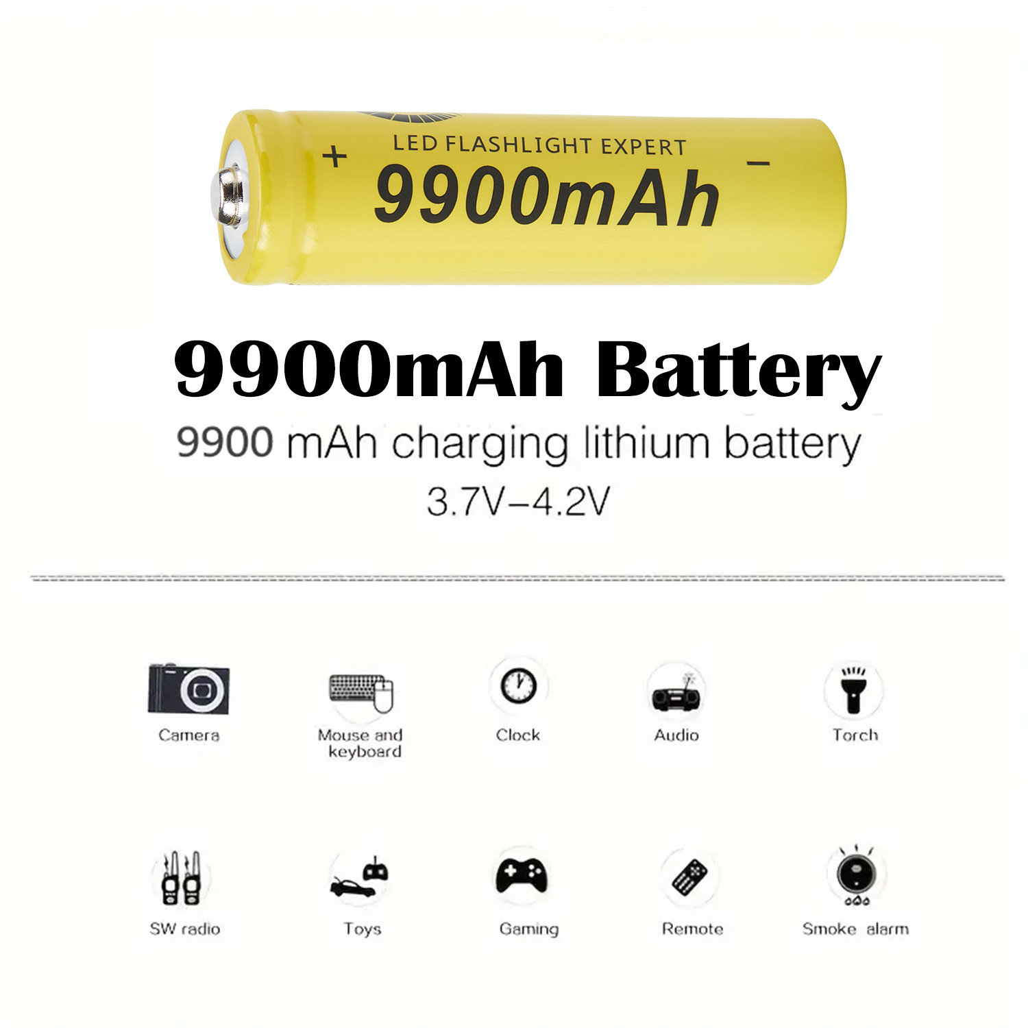 6 piezas baterías recargables 3.7v 18650 9900mah (para ensamblar baterías de   de litio para linternas, linternas,   de juguete,  .) y cargador de batería inteligente universal usb (para baterías recargables 18650 26650 14500 16340 18500 10440 18350 17670) detalles 5