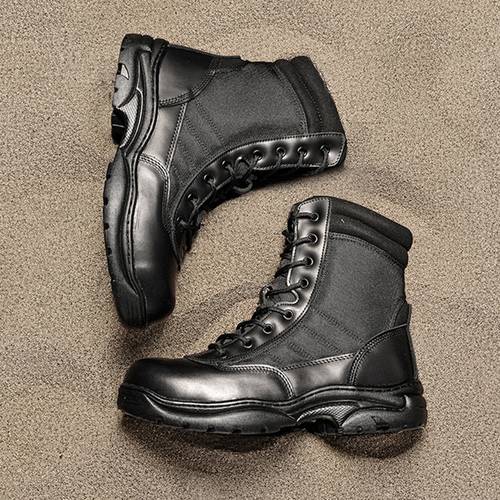 8 mens work boots breathable hiking boots side zipper leather motorcycle combat boots 6 8 inches