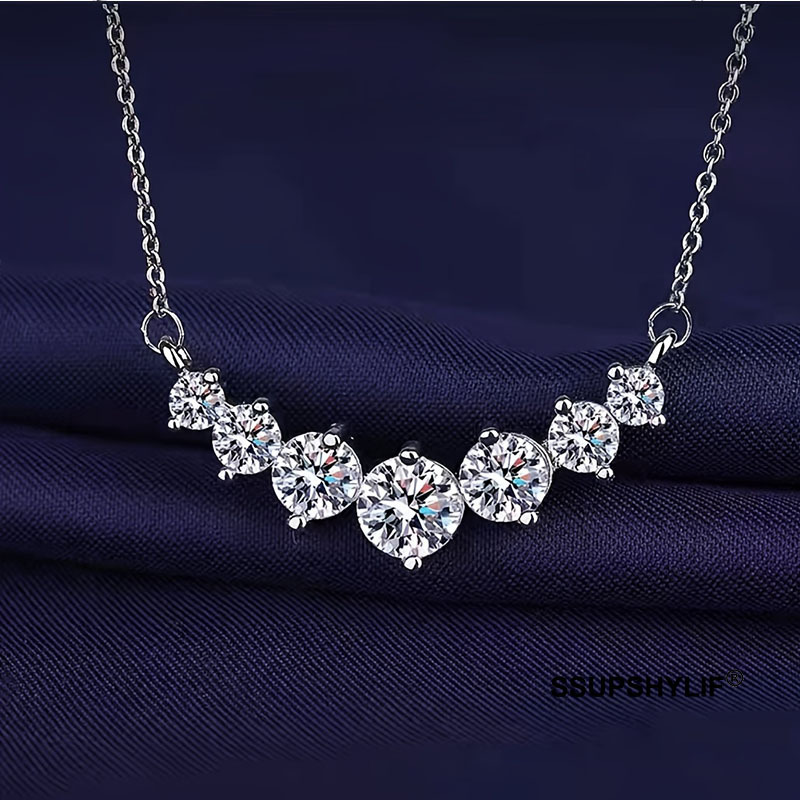 TEMU Ssupshylif Elegant S925 Pure Silvery 1pc Princess Square Zirconia Smile Pendant Necklace - , Low Allergy, Women's Jewelry