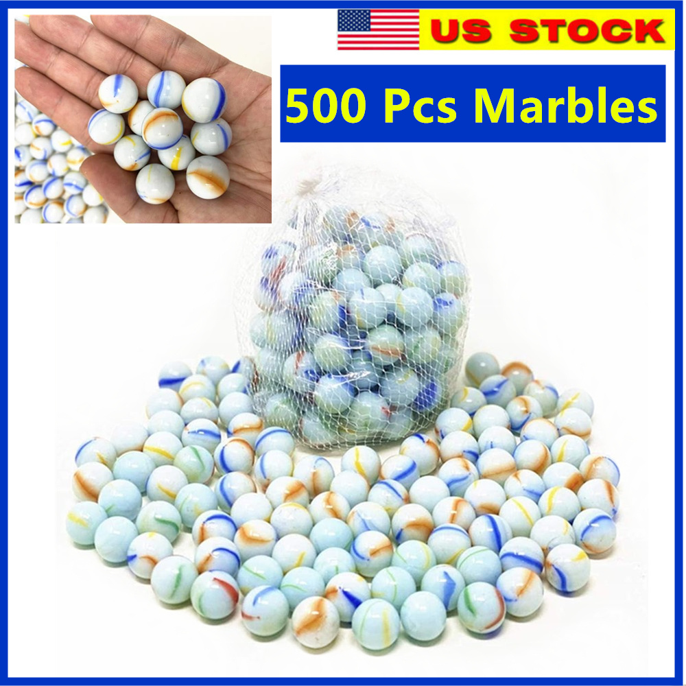 500 Pcs Colorful Glass Marbles Set 16mm 5/8" Assorted White Glass Ball For Aquarium Decor Vase Fillers Craft Projects…: retailer-supplied image