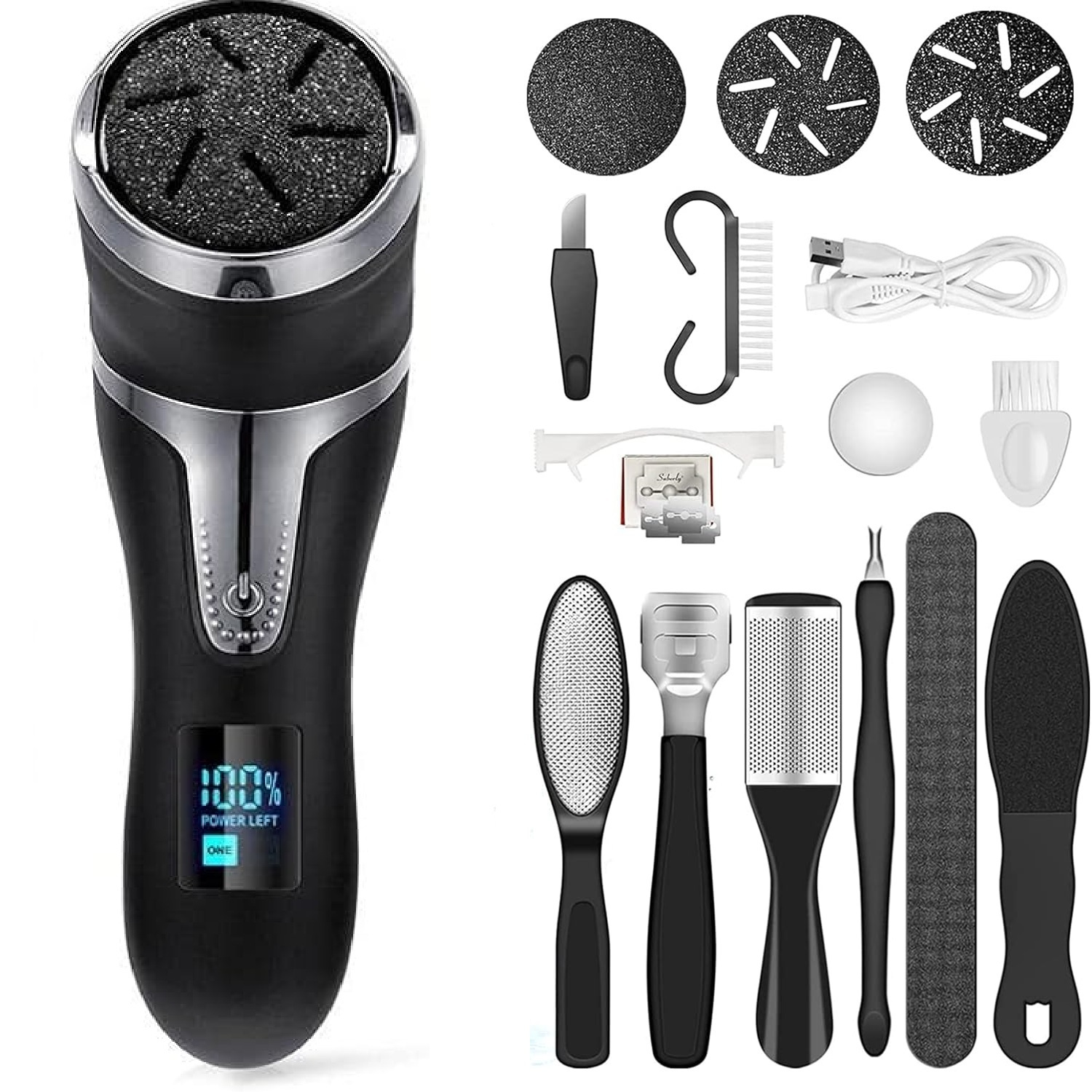 TEMU Electric Callus Remover For Feet (with Dander Vacuum), Portable Pedicure Kit Foot File Callus Remover, Rechargeable Foot File For Foot Care Remover With 9head&lcd Display