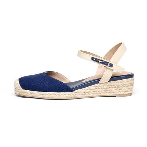 womens closed toe elastic ankle strap espadrilles wedge sandals soft emulsion insole wedge sandals