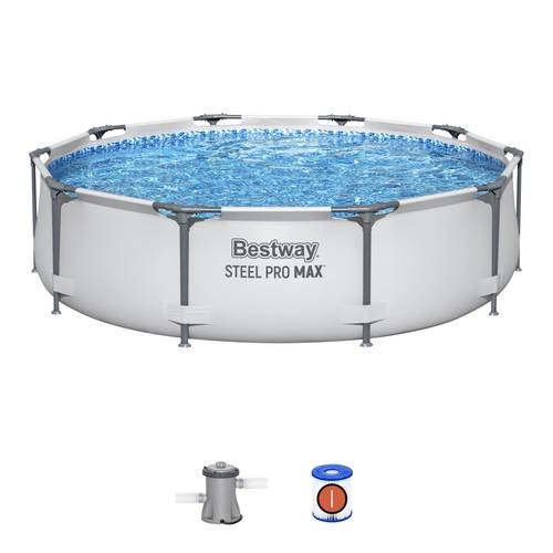 max 10 x 30 inch round metal frame above ground outdoor backyard swimming pool set with 330 gph filter pump