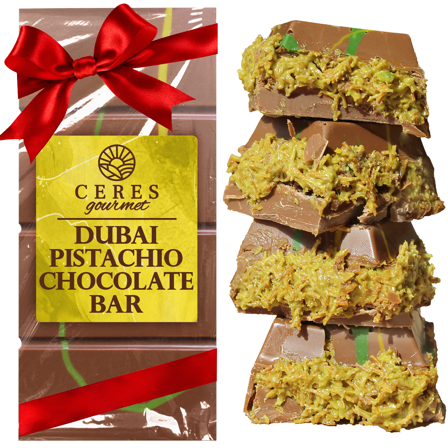 Dubai Chocolate Pistachio Bar Famous Pistachio Bar with Chocolate (100g)