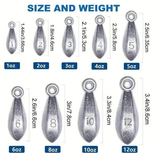 tackle weights 1oz 2oz 3oz 4oz 5oz 6oz 8oz 10oz 12oz 16oz saltwater and freshwater fishing sinkers snagless sinker rig fishing weights for bass fishing lures or other fish