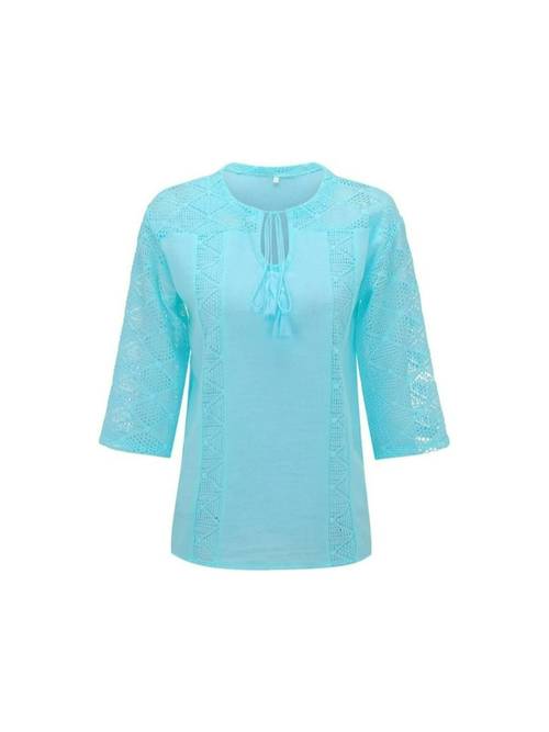 classic for women lace casual splicing solid color loose collar three sleeved top gown l 5xl