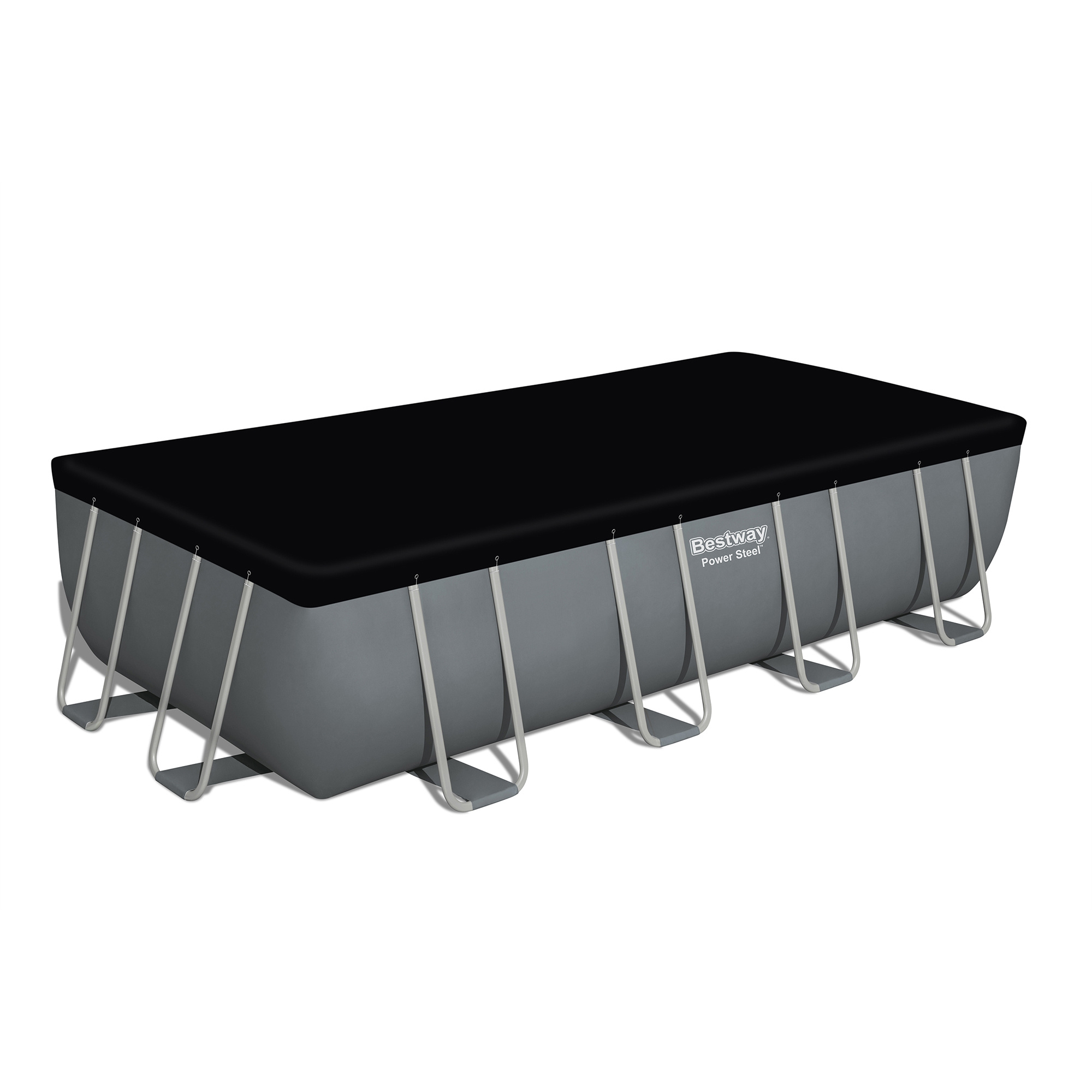 rectangular metal frame above ground swimming pool set with 1500 gph sand filter pump ladder and pool cover Product details 4