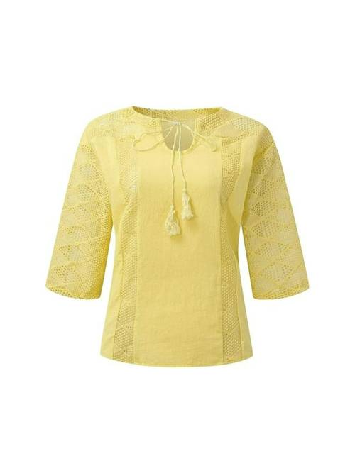 classic for women lace casual splicing solid color loose collar three sleeved top gown l 5xl