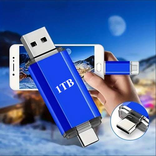 External Hard Drive 1TB Type-C 2 in 1 OTG USB 2.0 USB Drive Dual Type C USB Photo Stick for PC for Mobile Phone