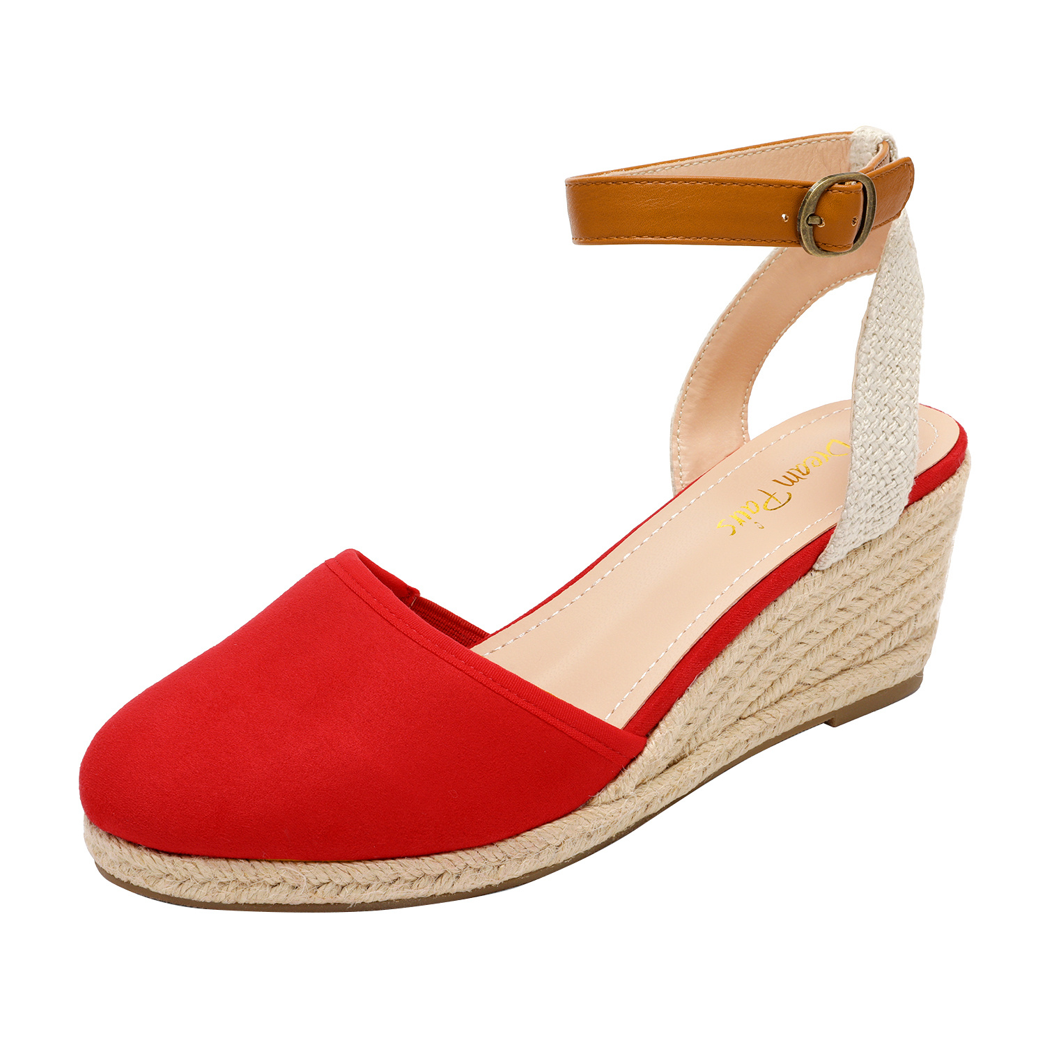 women's espadrille wedge heels, closed toe ankle strap shoes