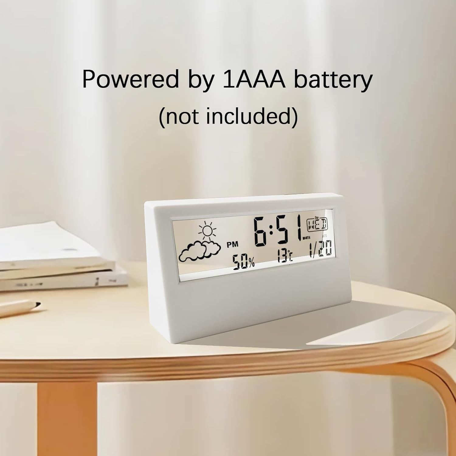 Digital Travel Alarm Clock With Backlight - Battery Powered, Dual Alarms, Temperature, 12/24H | Perfect For Bedside & Desk (White)