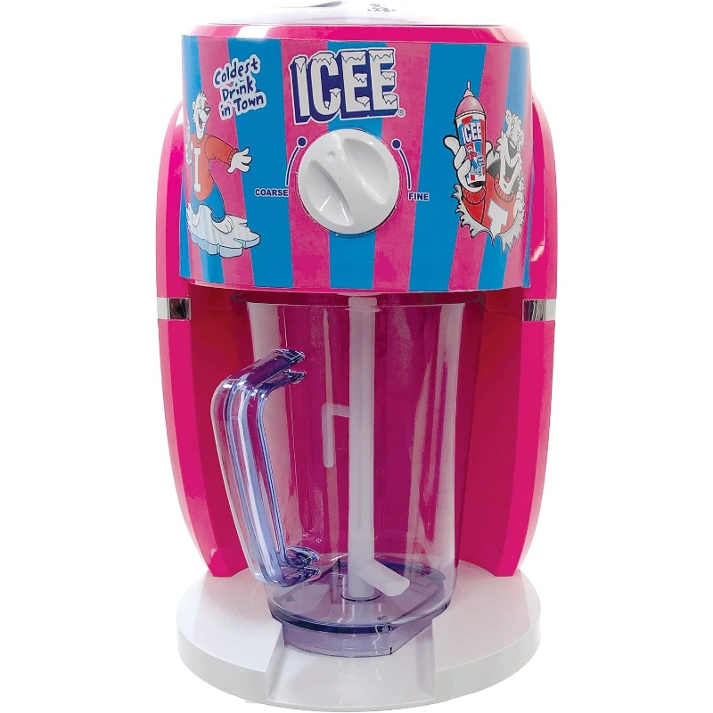 iscream Genuine ICEE Brand Counter-Top Sized ICEE at Home Shaved Ice Slushie Maker Parlor Pink w Bonus Syrup and Cups