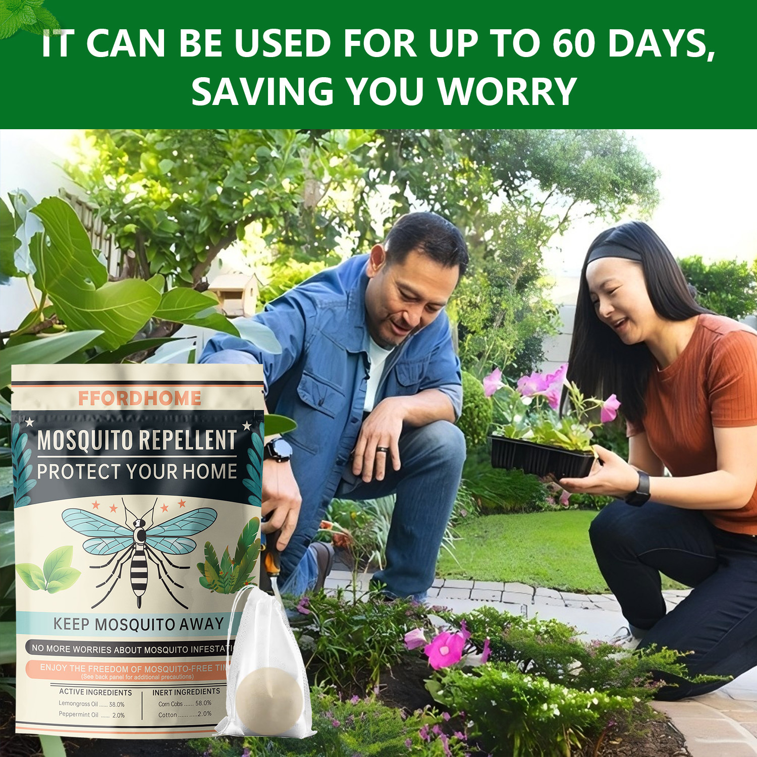 【Natural Mosquito Repellent Paper Balls】Mosquito Repellent for Patio，Long-lasting 60-Day Protection | Multi-Scene Use for Outdoor Camping/Home & Garden | Peppermint & Citronella Essential Oil Formula | Slow-Release Technology