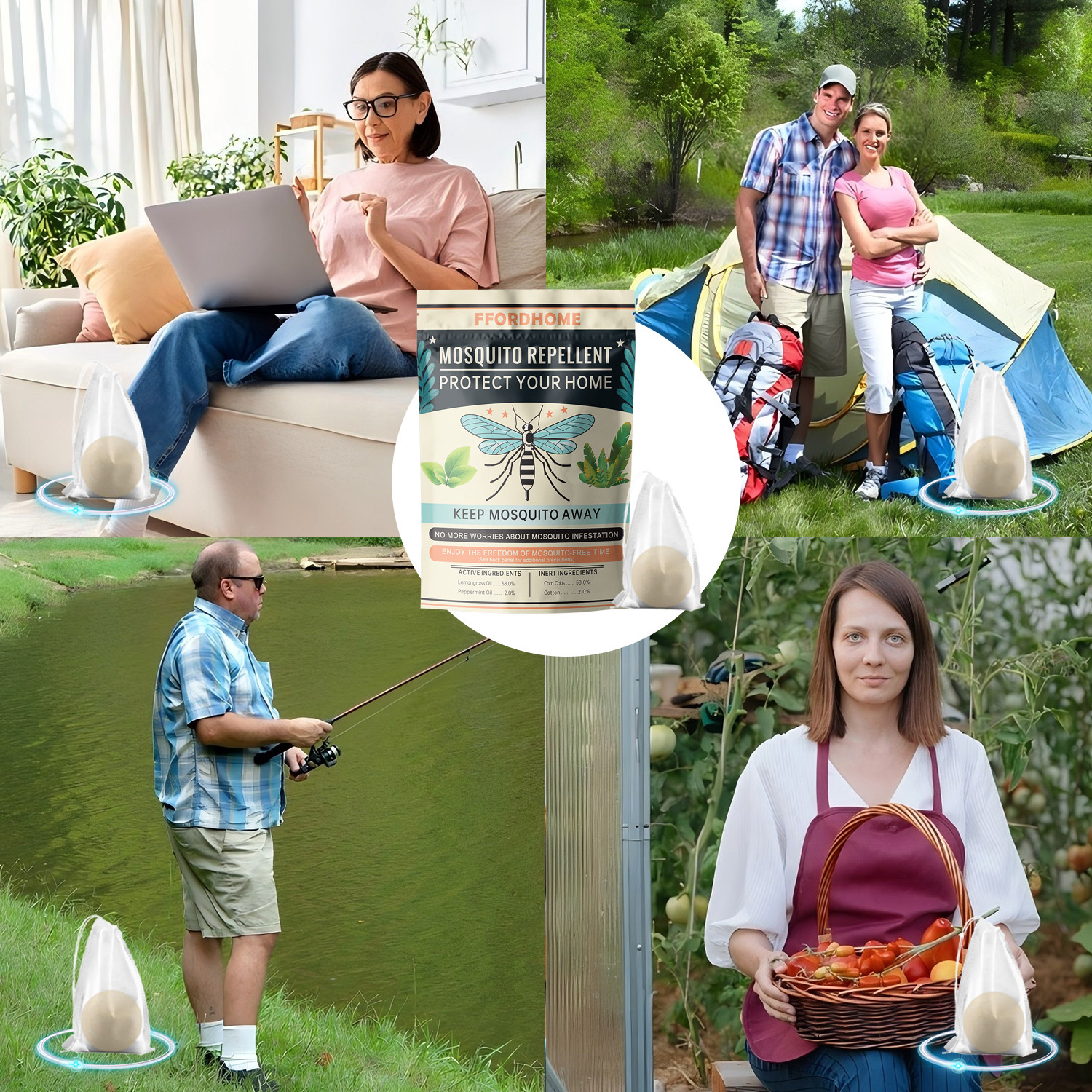 【Natural Mosquito Repellent Paper Balls】Mosquito Repellent for Patio，Long-lasting 60-Day Protection | Multi-Scene Use for Outdoor Camping/Home & Garden | Peppermint & Citronella Essential Oil Formula | Slow-Release Technology