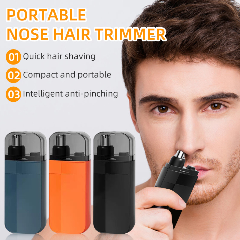 TEMU 1pc Portable Nose Hair Trimmer, Rechargeable , Beard And Nose Hair Trimmer For Men, Black/blue/orange