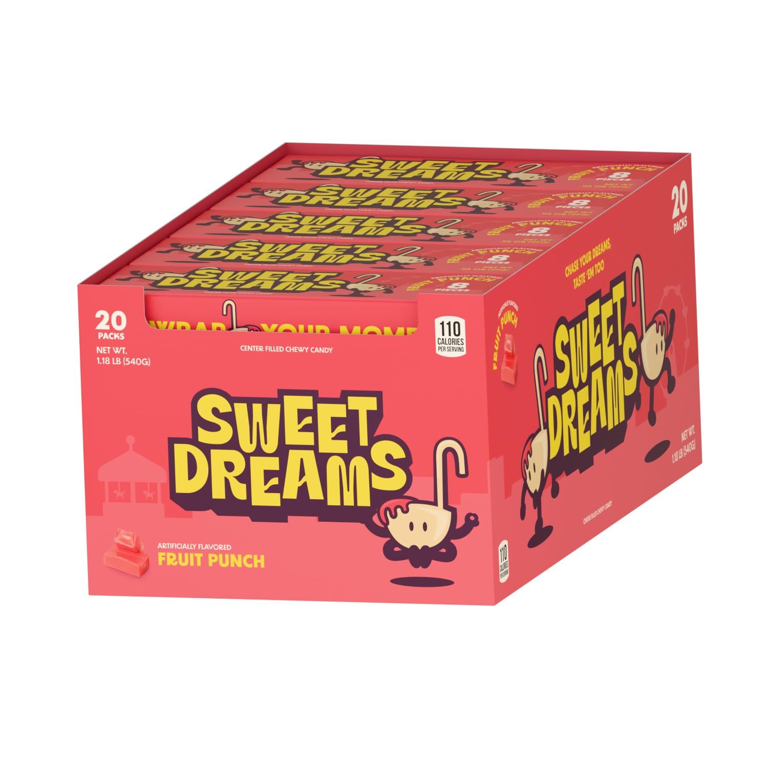 Sweet Dreams Fruit Punch Center-filled Chewy Candy Sticks, Assorted Fruit Candy, Box Includes 20 Candy Sticks,easter Gifts For Kids Boys Girls