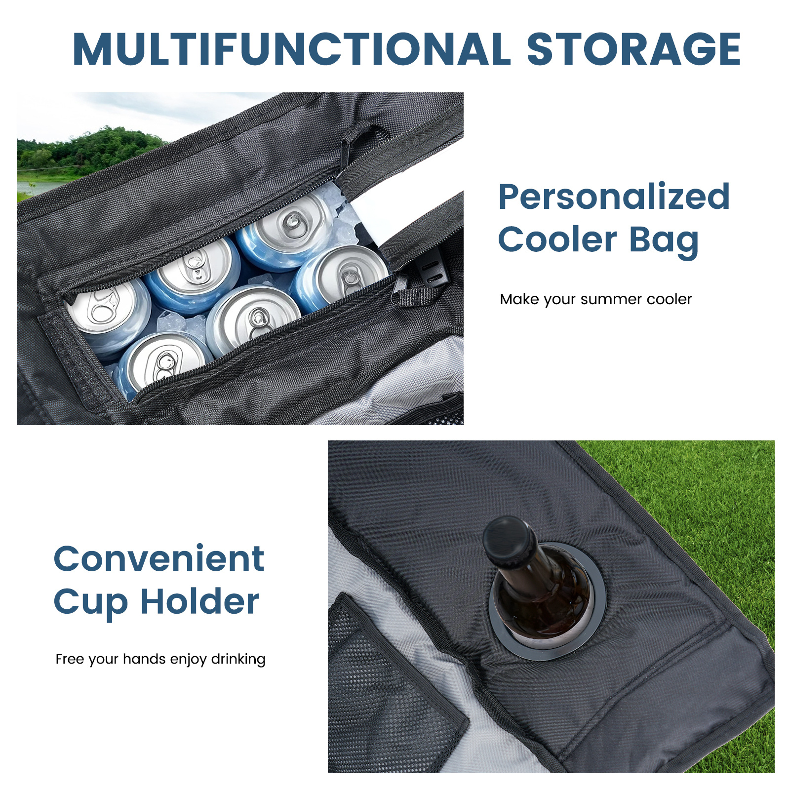 oversized fully padded patio chair with cooler bag and side pocket high back portable lawn recliner rocker chairs for camp patio supports 400 lbs Product details 4