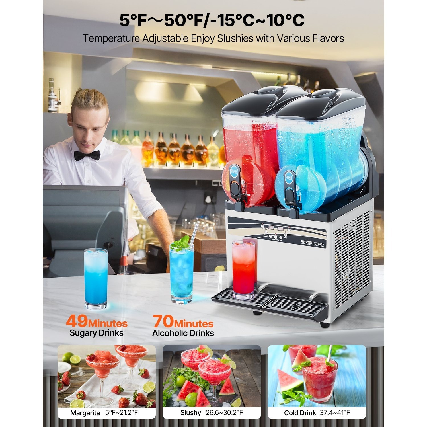 commercial slushy machine 15lx2 tank margarita smoothie   drink maker Product details 6