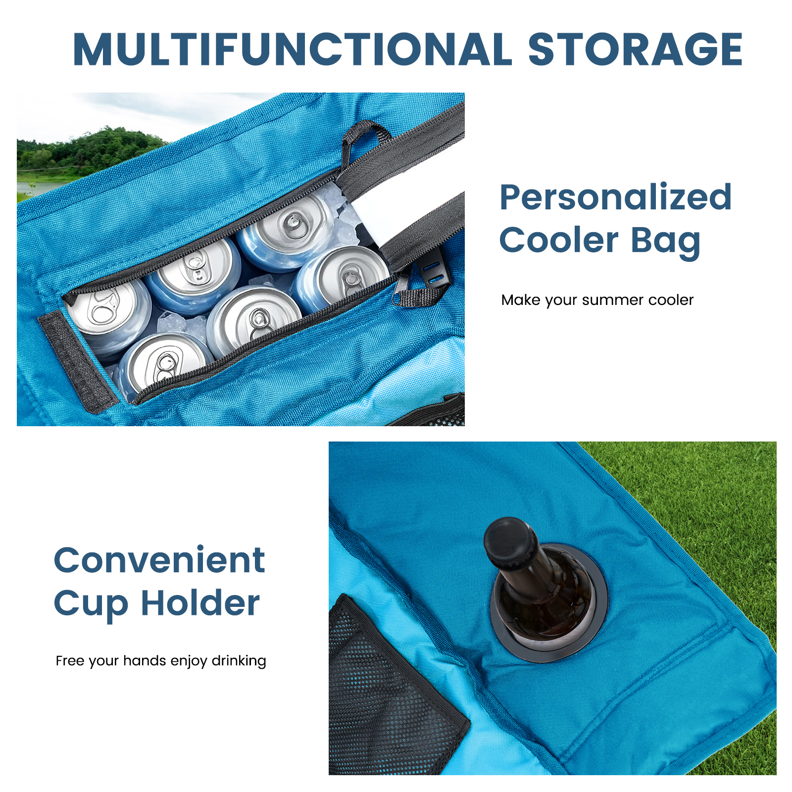oversized fully padded patio chair with cooler bag and side pocket high back portable lawn recliner rocker chairs for camp patio supports 400 lbs Product details 15