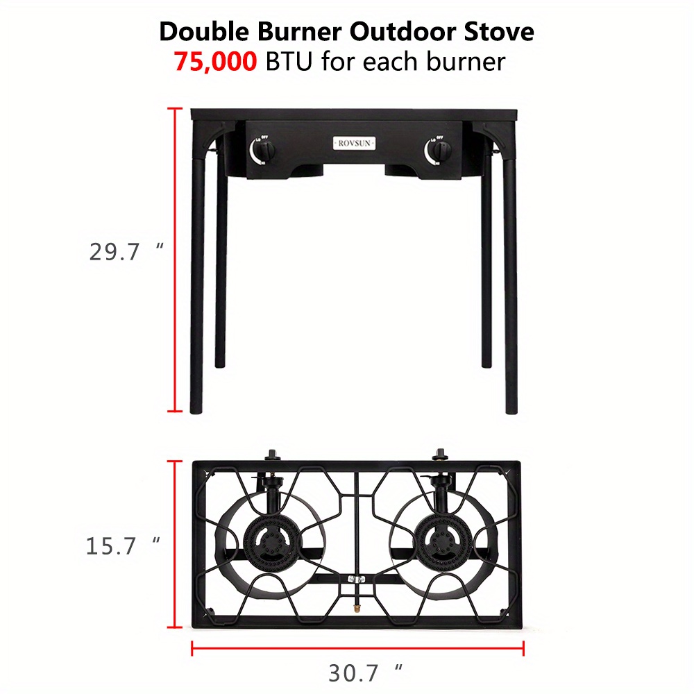 Outdoor Portable Propane Stove Gas Cooker, Heavy Duty Iron Cast Patio Burner with Detachable Stand Legs for Camp Cooking (1-Burner 100, 000-BTU)
