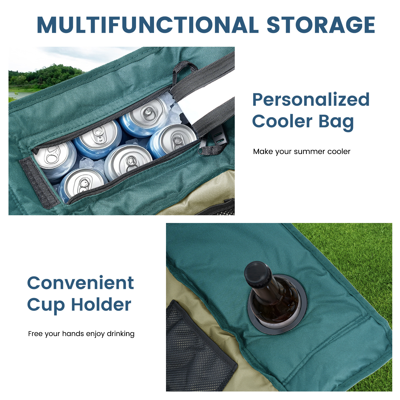 oversized fully padded patio chair with cooler bag and side pocket high back portable lawn recliner rocker chairs for camp patio supports 400 lbs Product details 22