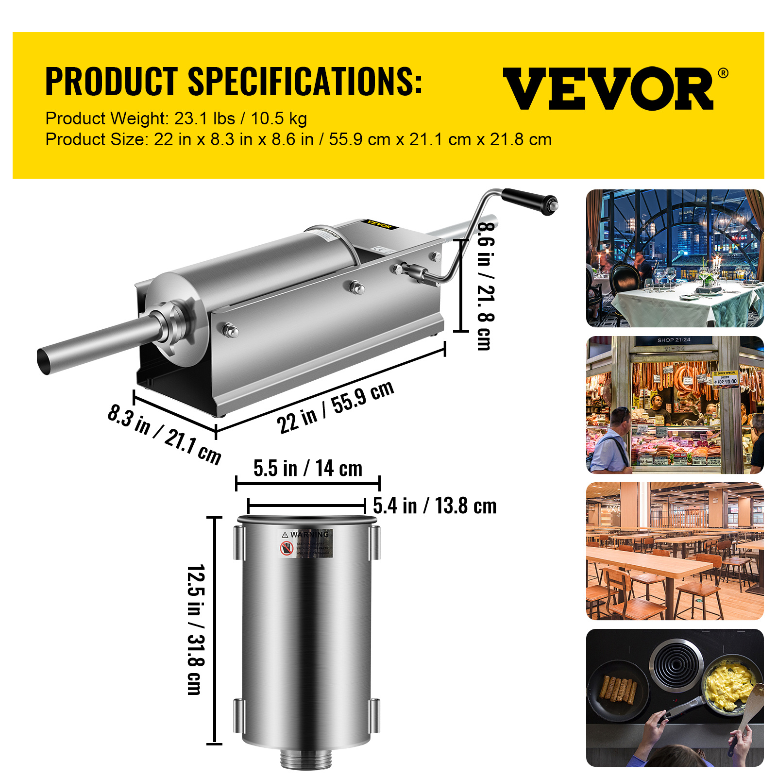  horizontal sausage stuffer 5l 11lbs manual sausage maker with 5 filling nozzles sausage stuffing machine for home commercial use stainless steel Product details 8