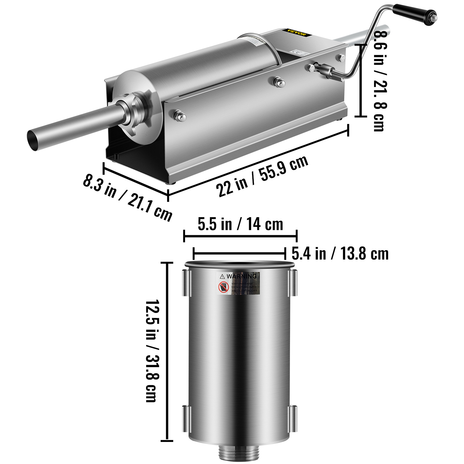  horizontal sausage stuffer 5l 11lbs manual sausage maker with 5 filling nozzles sausage stuffing machine for home commercial use stainless steel Product details 3