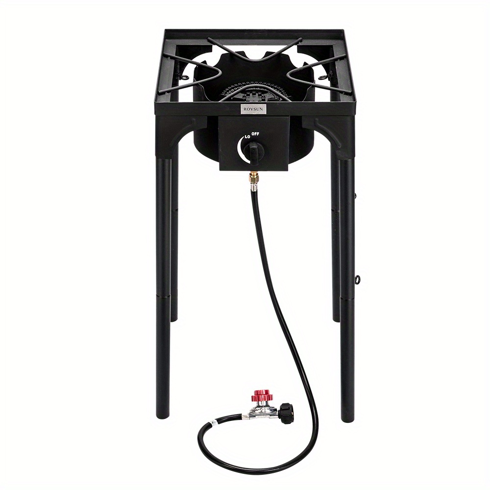 Outdoor Portable Propane Stove Gas Cooker, Heavy Duty Iron Cast Patio Burner with Detachable Stand Legs for Camp Cooking (1-Burner 100, 000-BTU)