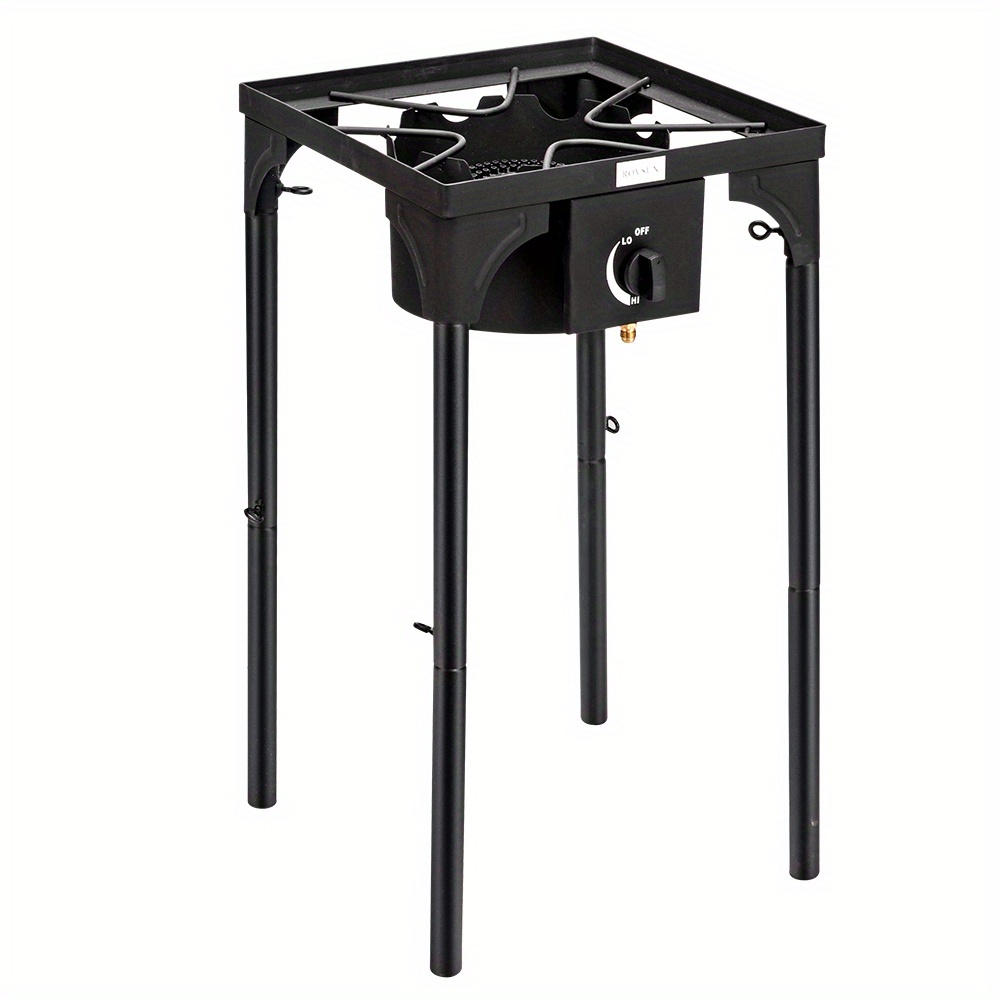 Outdoor Portable Propane Stove Gas Cooker, Heavy Duty Iron Cast Patio Burner with Detachable Stand Legs for Camp Cooking (1-Burner 100, 000-BTU)