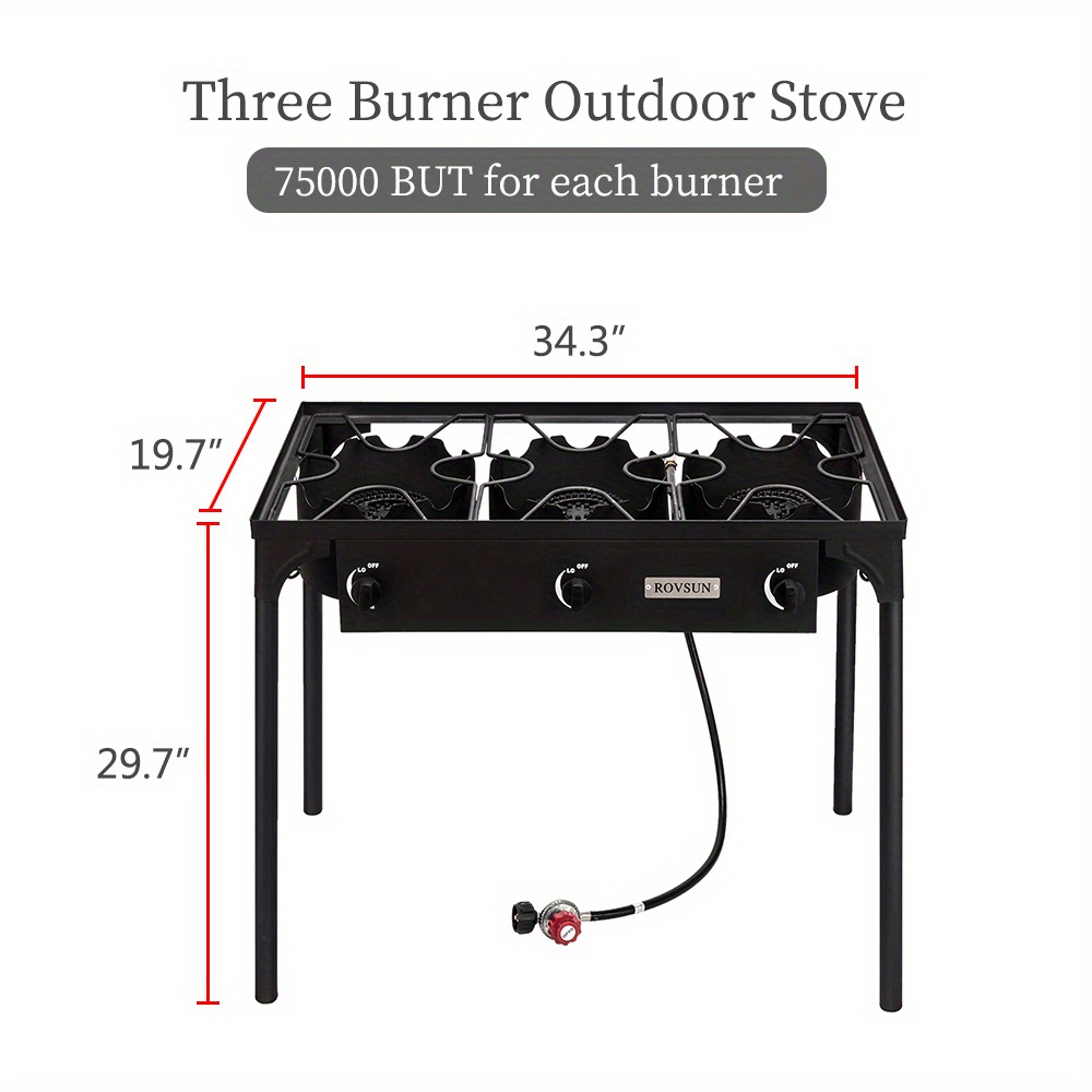 Outdoor Portable Propane Stove Gas Cooker, Heavy Duty Iron Cast Patio Burner with Detachable Stand Legs for Camp Cooking (1-Burner 100, 000-BTU)