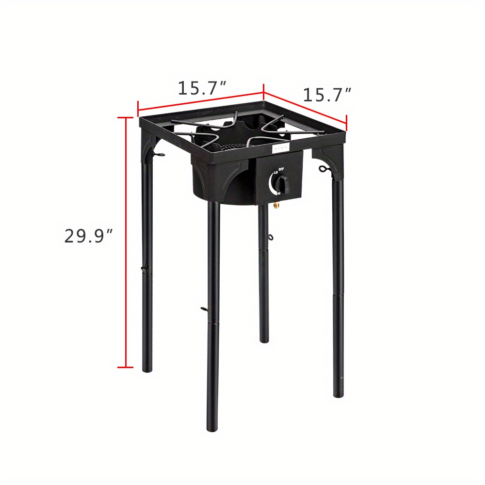 Outdoor Portable Propane Stove Gas Cooker, Heavy Duty Iron Cast Patio Burner with Detachable Stand Legs for Camp Cooking (1-Burner 100, 000-BTU)