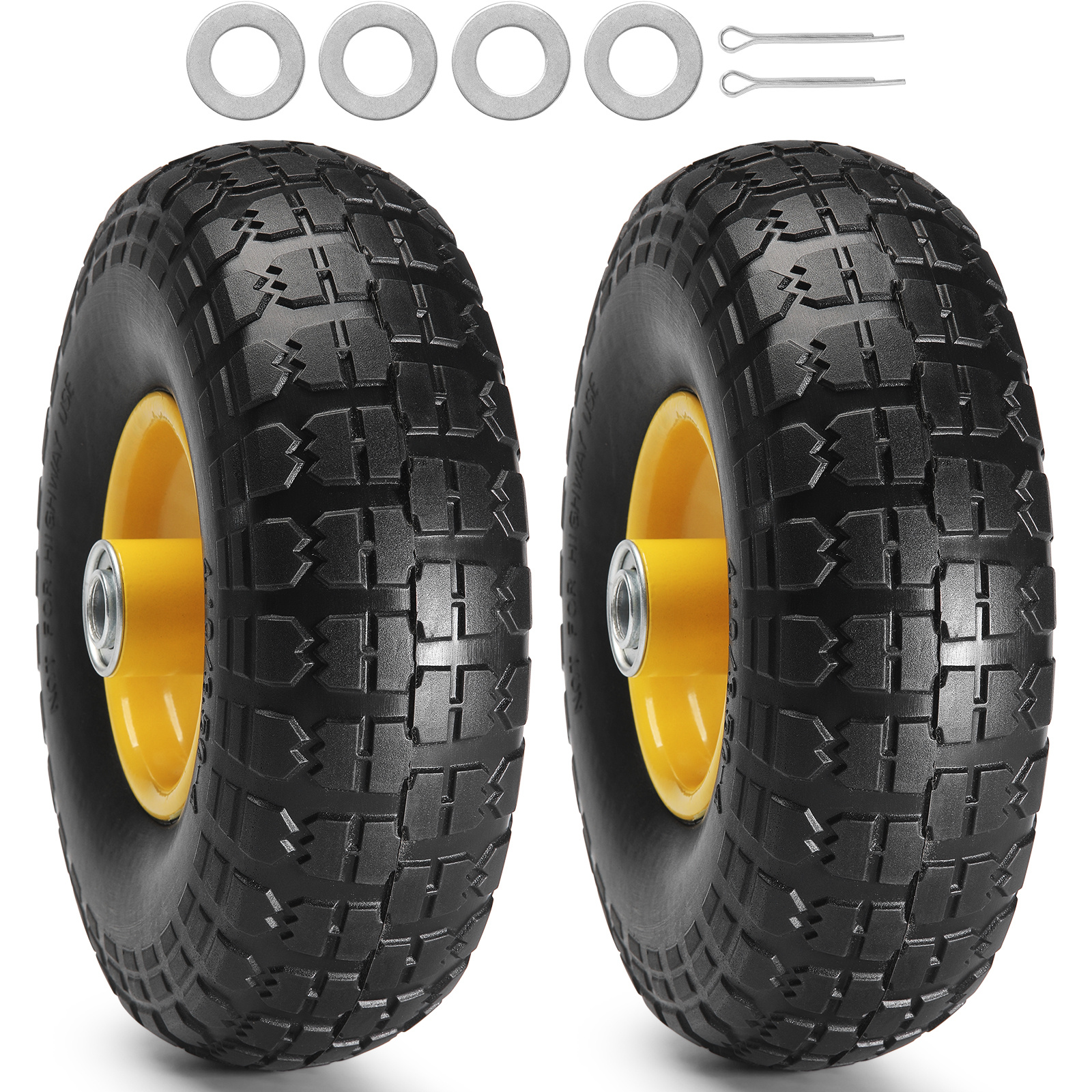TEMU Vevor Solid Pu Run-flat Tire Wheel, 10", 2-pack, 180 Lbs / 400 Lbs Dynamic Load, 220 Lbs / 450 Lbs Static Load, Tubeless Tires And Wheels For