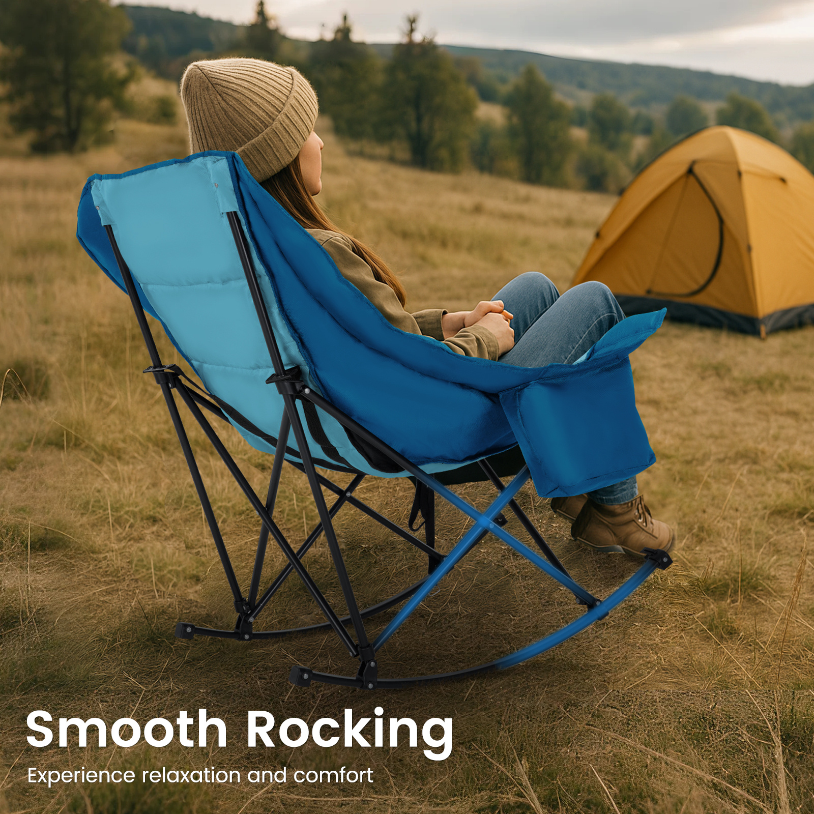 oversized fully padded patio chair with cooler bag and side pocket high back portable lawn recliner rocker chairs for camp patio supports 400 lbs Product details 16