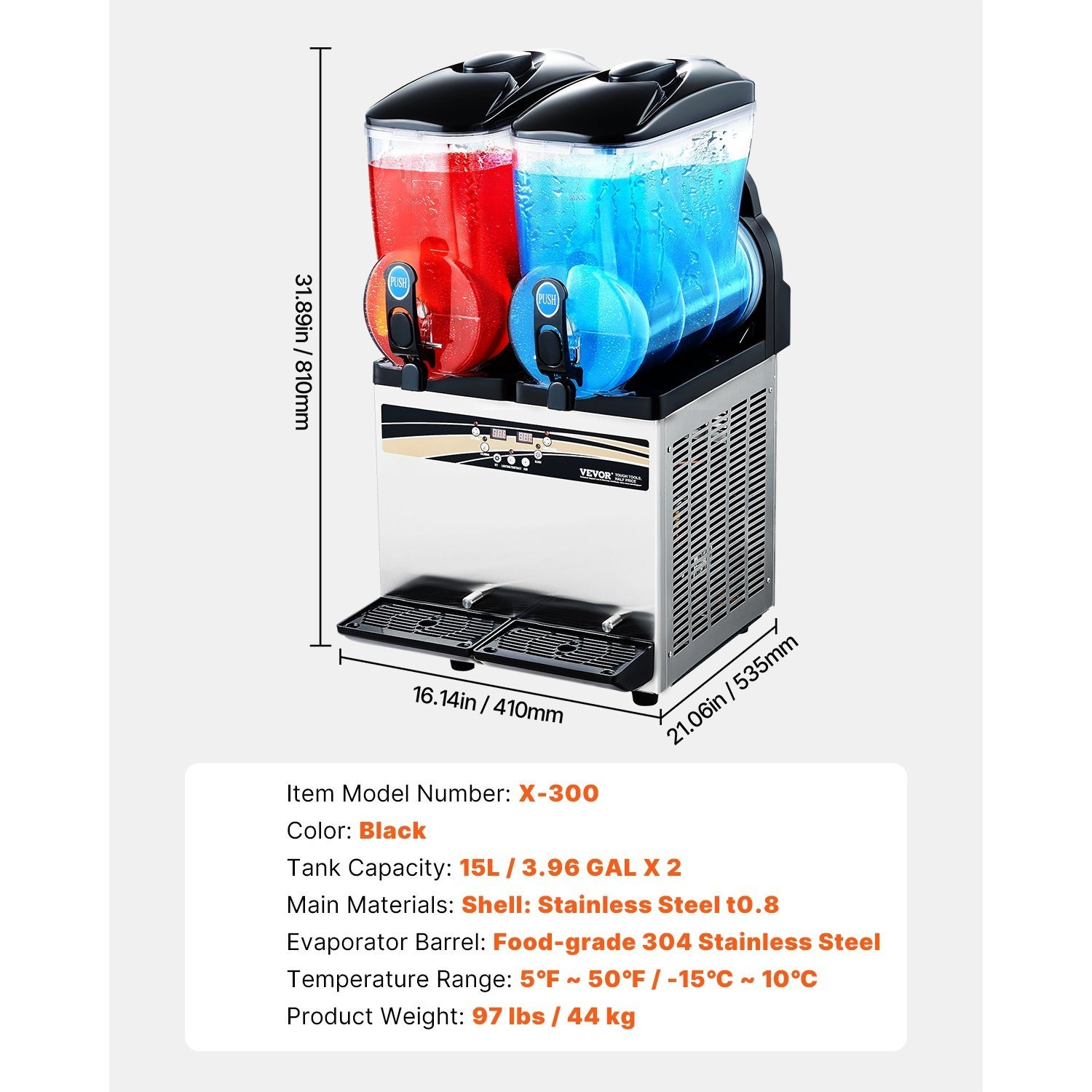 commercial slushy machine 15lx2 tank margarita smoothie   drink maker Product details 8