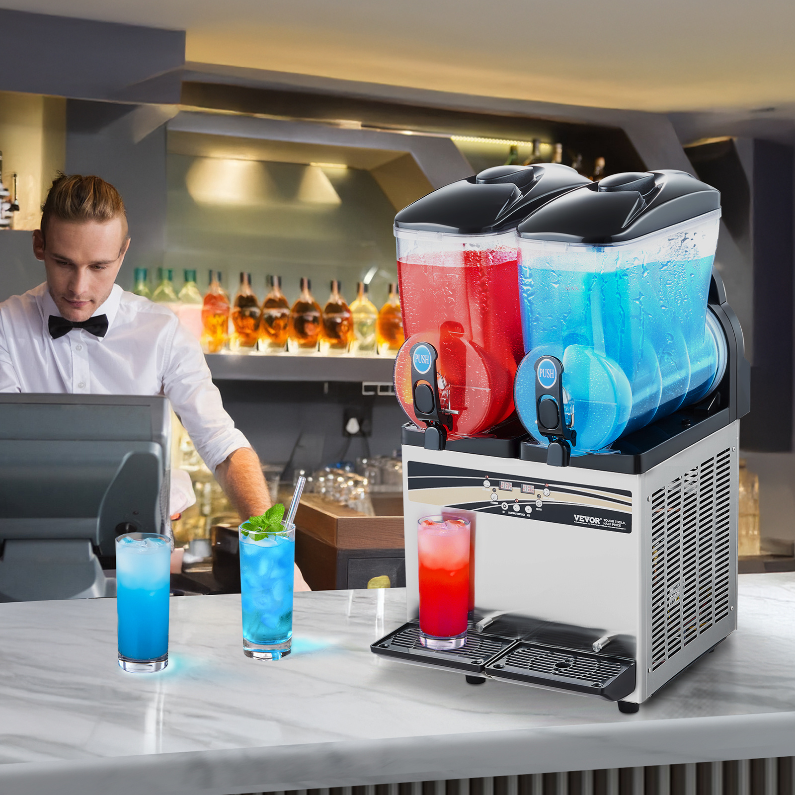 commercial slushy machine 15lx2 tank margarita smoothie   drink maker Product details 0